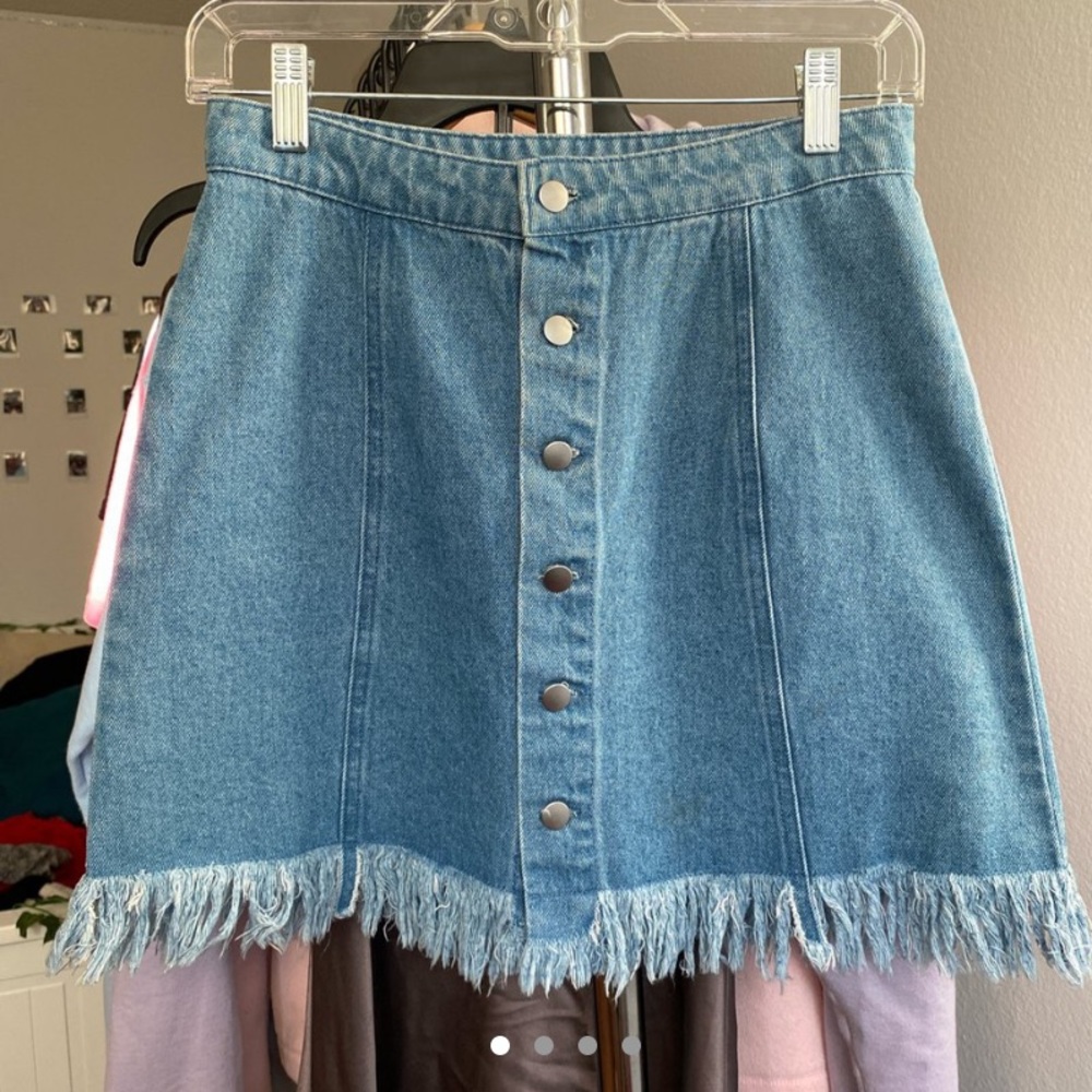 adorable high waisted denim button up skirt